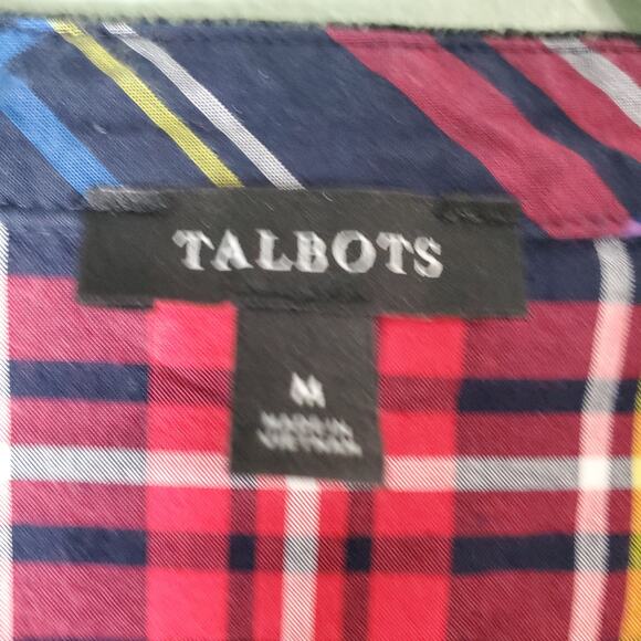 J Crew Tartan Plaid Stewart Classic Red Black Velvet Trim Top Blouse Size Medium - Picture 3 of 5